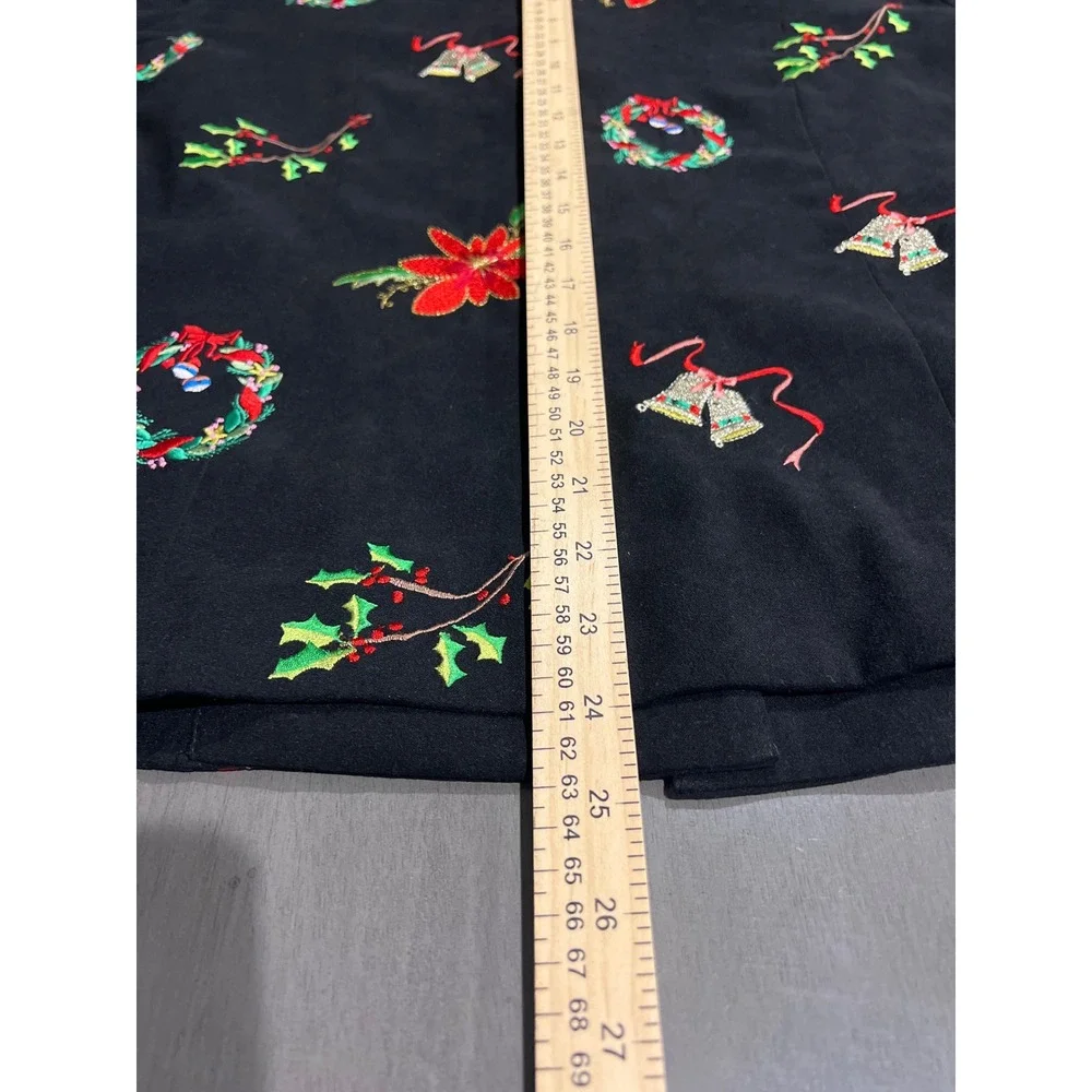 MAK New York Black Suede Feel Embroidered Blazer Jacket Womens Size 14 Christmas - Picture 7 of 7